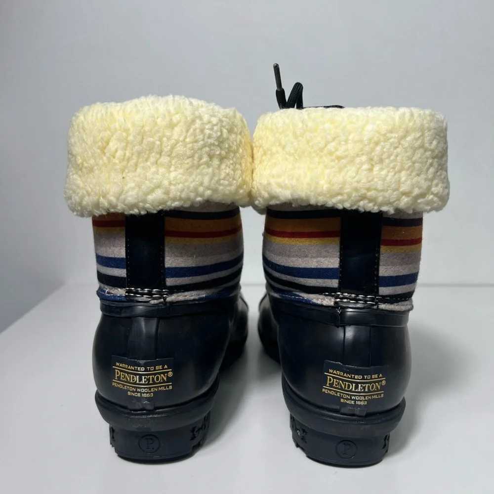 Pendleton Bridger Stripe Wool Duck Multicolor Striped Winter Rain Boots_12